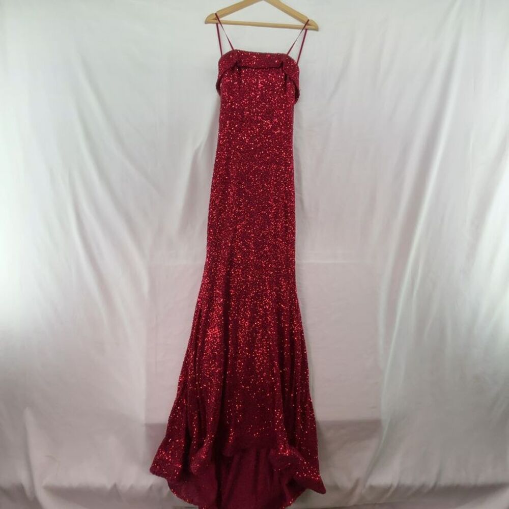 B Darlin Women's Red Sequin Prom Dress - Picture 1 of 3